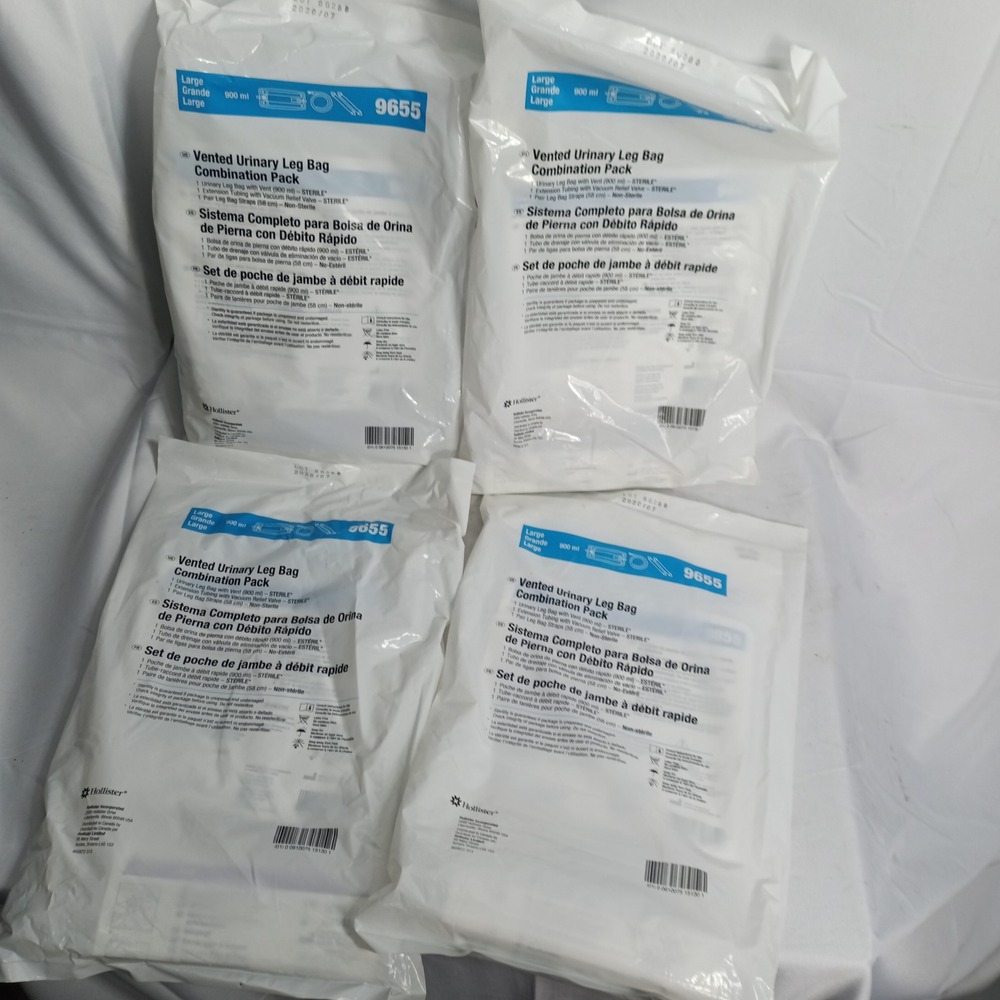 Lot of 4 Hollister 9655 Vented Urinary Leg Bag Combination  900ml Large NEW c4